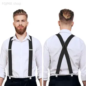 Includes shipping cost. 5 cm elastic men’s suspender clips (set of 4), X-shaped adjustable design, plain elastic straps; suitable for business suits and shirts; butterfly clips for shoulder straps.,summerwins