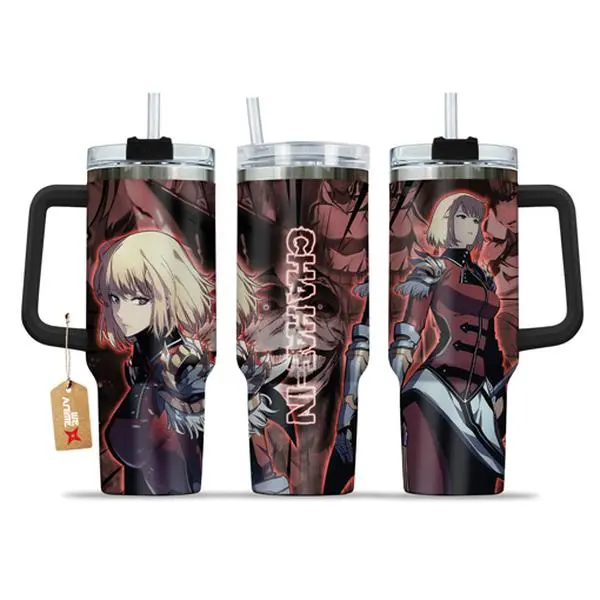 WexAnime - 40oz Cha Hae In Insulated Portable Beverage Flask - Double-Wall Vacuum Stainless Steel, Anime Design, Washable Leakproof Straw Lid with Black & White Cap & Handle, 12H Hot/24H Cold Retention, Valentine Gift Drinkware, Flasks