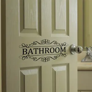 1pc Bathroom By Sticker, Family Bathroom By Sticker, English Label Sticker, Removable Wall Sticker, Room Decor Decoration Decorating