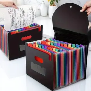 13-Pocket Triple-Side Gusset Flip-Top File Organizer: Durable, Waterproof & Tear-Resistant Multi-Layer Folder for Office, Student & Travel Use - Large Capacity Portable Document Storage Bag