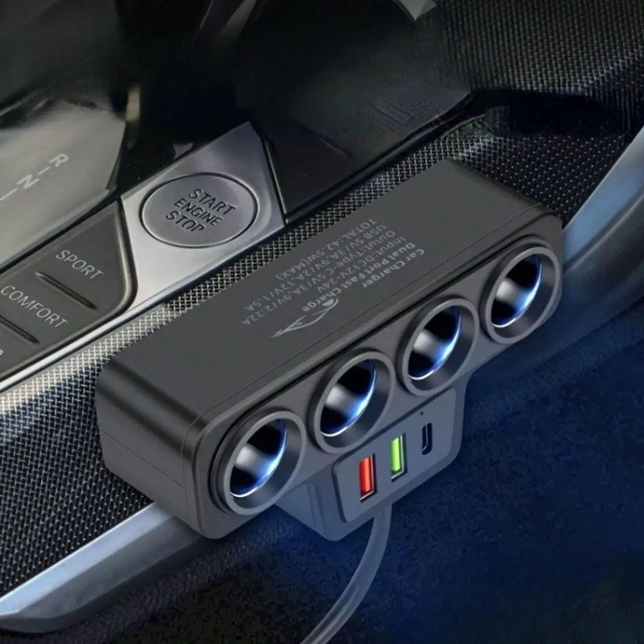 4 in 1 Car Charger, 12V/24V Car Charger with QC3.0 & USB & PD Port, Fast Charging Car Charger for Most Devices