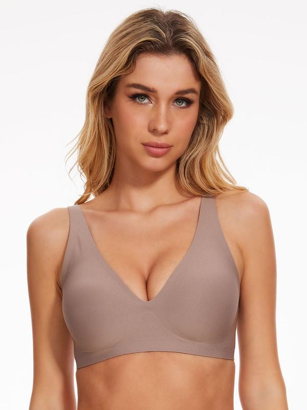 FS 1/2/3/4PCS Jelly Wireless Push-Up Bralette – Seamless Deep V, T-Shirt Style, Ultra-Soft, Wire-Free, Adjustable Straps, Breathable Comfort, Everyday, Home, Travel, Gym, Sleep, Layering