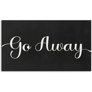 Go Away Door Mat, 16 x 30 Inch Funny Black Welcome Doormat Decorative Home Floor Mat, Non Slip Rubber Back and Strong Water Absorption for Outdoor Indoor Entrance Decor