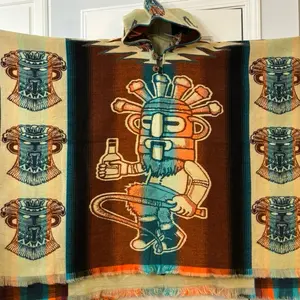 Alpaca poncho Aya Huma sun god design