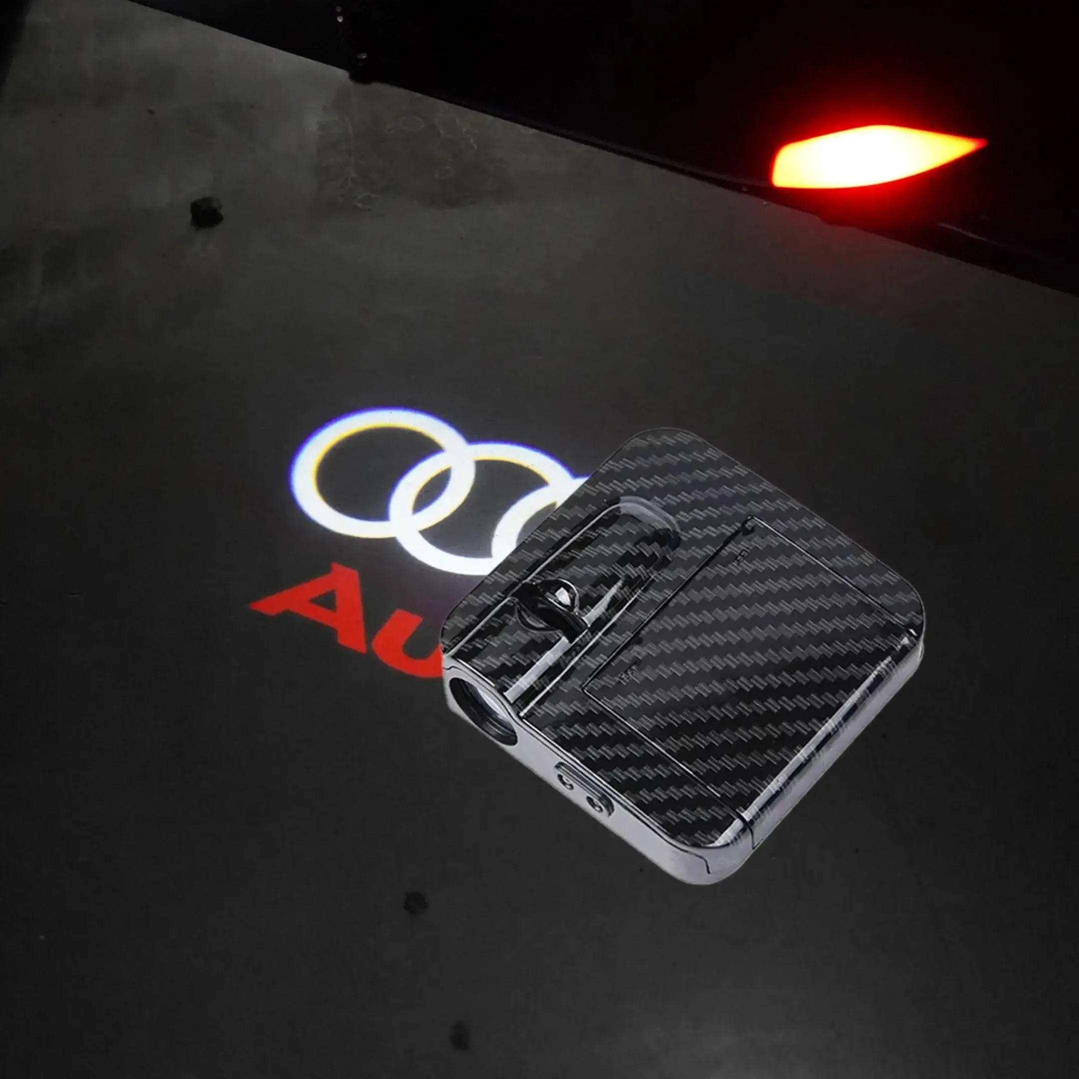 Audi 2Pcs High-Bright 3D Laser Car Logo Projector Lights, Wireless Induction Door Welcome Puddle Lamps