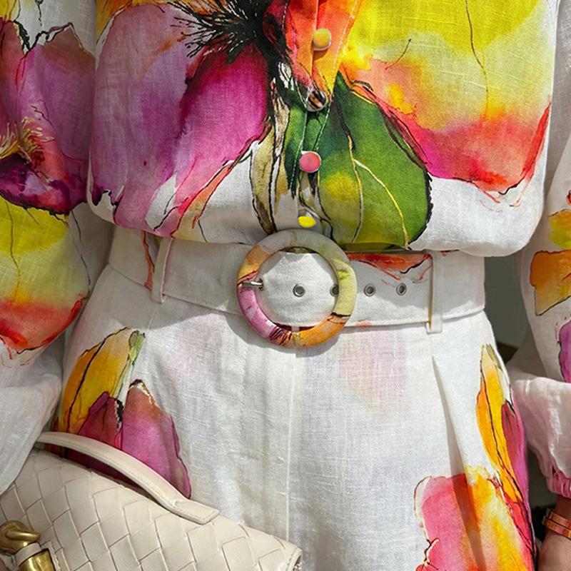 ChicMe Women's Floral Print V-Neck Maxi Dress Scallop Trim Puff Sleeve Vacation Dress with Slit Sexy Elegant Summer Boho Long Dress