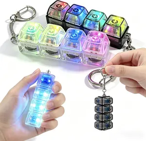 2 Pcs Keyboard Fidget Toy, 4-in-1 Mechanical Tactile Clicker Fidget Keychain with Satisfying Feedback, Stress Relief Finger Squeeze Toy for Library Office Home & Party Gifts