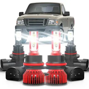 Suitable for Ford Ranger 2001-2011 4-Pack Ultra Bright White 9007 High and Low Beam and 9145 9005 Fog Light LED Bulb Set, Plug and Play Bright Bulbs, 4-Pack
