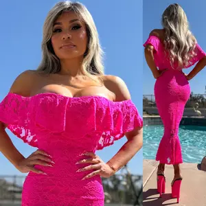 FINAL SALE Connie's Made in USA!!! "NEON PINK MIAMI BEACH STRETCH FIT MAXI " STRETCH LACE & Stretch Fit Matching Lining, LIMITED ITEM!!!