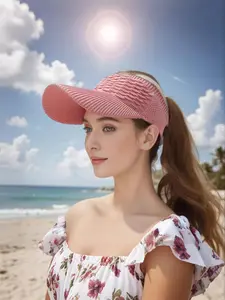 Women's Solid Color Sun Hat, Adjustable Sunscreen Hat, Casual Breathable Sun Protection Cap for Outdoor Sports, Fashion Accessories for Women & Girls