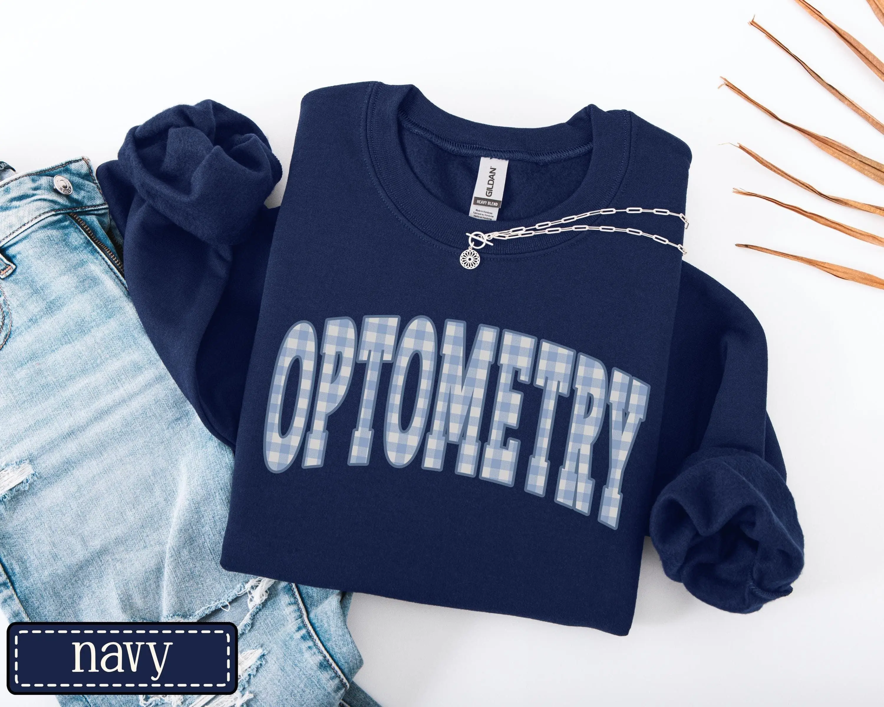 Blue Gingham Optometrist Work Shirt, Optometry Sweatshirt, Ophthalmologist, Optometry Gifts, Optometry Tech, Ophthalmic Tech Pullover