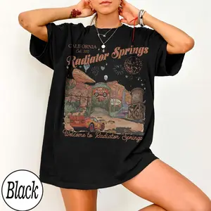 [Sale Up To 25%] Vintage Radiator Springs Graphic Tee, Cartoon Car Movie Shirt, Family Vacation Outfit, Retro Animation Aesthetic Tee, Theme Park Apparel