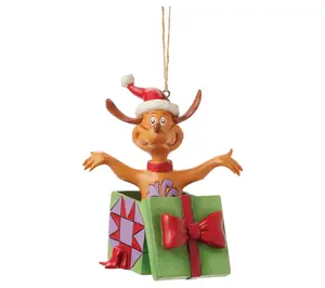 Jim Shore Grinch Max in Present Christmas Ornament 4.1in H Jim Shore Grinch Max in Present Christmas Ornament 4.1in H