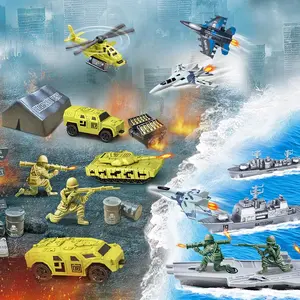 Military Adventure Toy Set, 24pcs/set Armored Missile Vehicle Toy with Soldier Action Figure, Airplane, Tank, Helicopter, Battle Machine, Ideal Birthday Gift