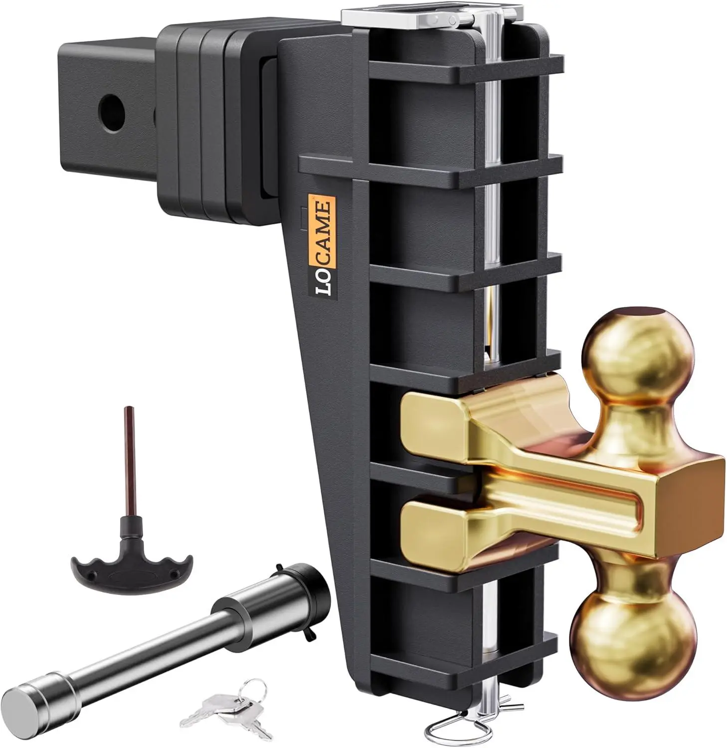 PPOLB Adjustable Trailer Hitch, Fits 2.5-Inch Receiver, 8-Inch Drop/Rise Drop Hitch, 28,000 LBS GTW-Tow Hitch for Heavy Duty Truck, Solid Ball Mount, LC0079