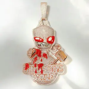2355  Red Eye Bandage Kid Pendant HipHop Dark Bloody Style Rapper Streetwear Necklace