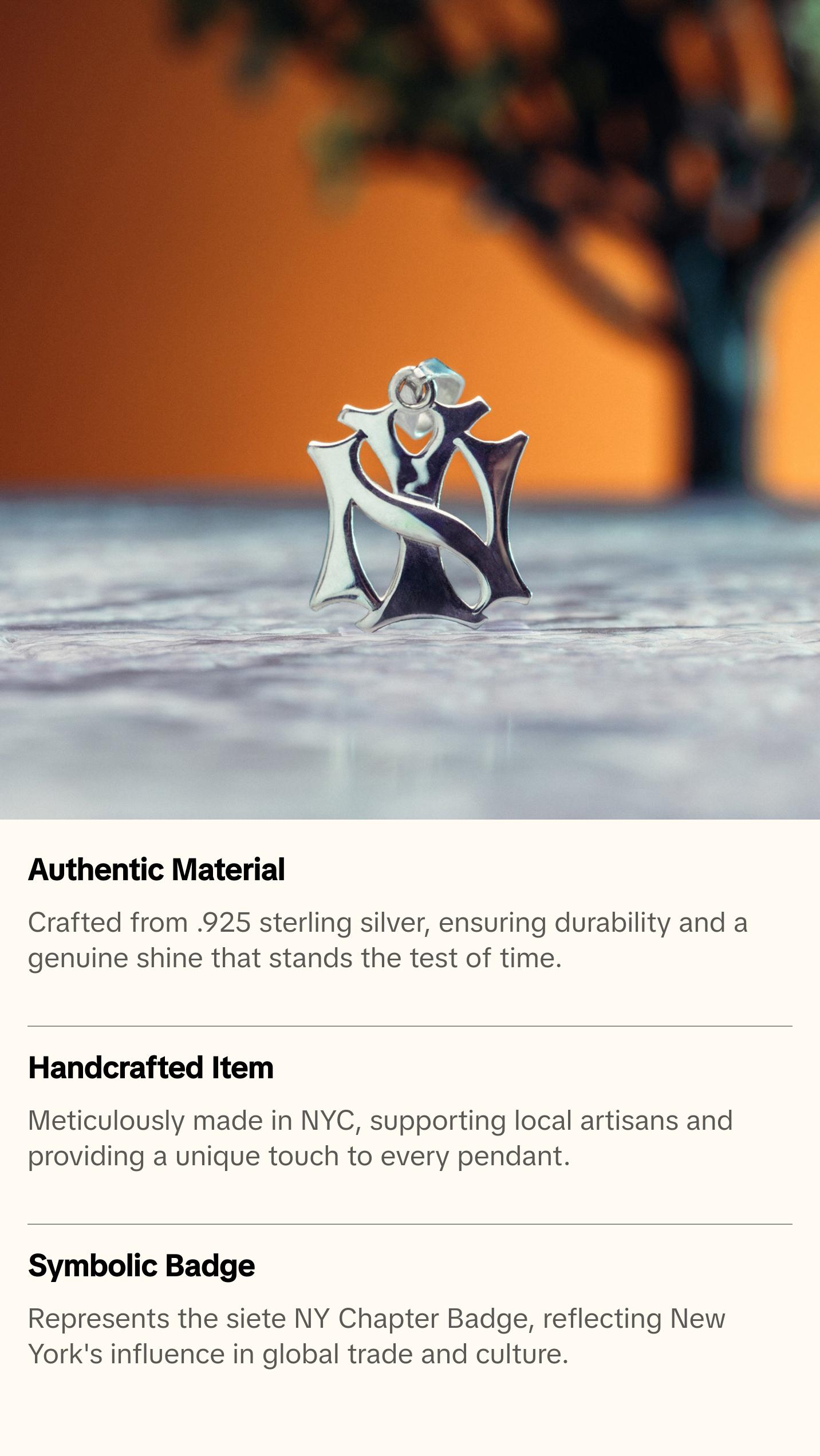 NY Pendant – .925 Sterling Silver