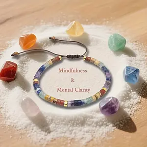 Natural Stone Beaded Bracelet Featuring 7 Chakras, Designed for Women. This Spiritual Accessory Embodies a Bohemian Style, Incorporating Crystals Ideal for Meditation And Relaxation. A Thoughtful Gift for Women Dealing with Anxiety