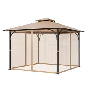fathersdaygift VEVOR Gazebo Netting Replacement, Fit Most 10x 10x 7 FT Gazebo Curtain, Outdoor Garden Net, 4-Panel Sidewall Mesh Net, Patio Midge Netting with Double Zipper, Canopy Screen (Netting Only)