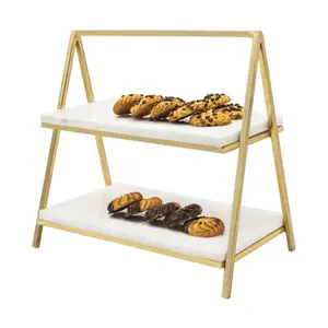 2-Tier Gold Marble Stand