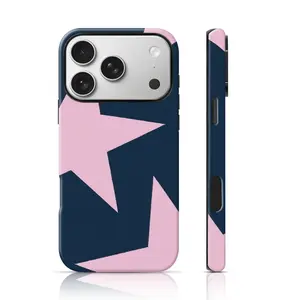 Pink Star Navy Pattern Design Aesthetic Phone Case 2 in 1 Case for iPhone 17 Pro Max/16 Pro Max /15Pro Max 15/14/13/12 & Samsung S26 /S25Ultra Tiktok Hot Selling