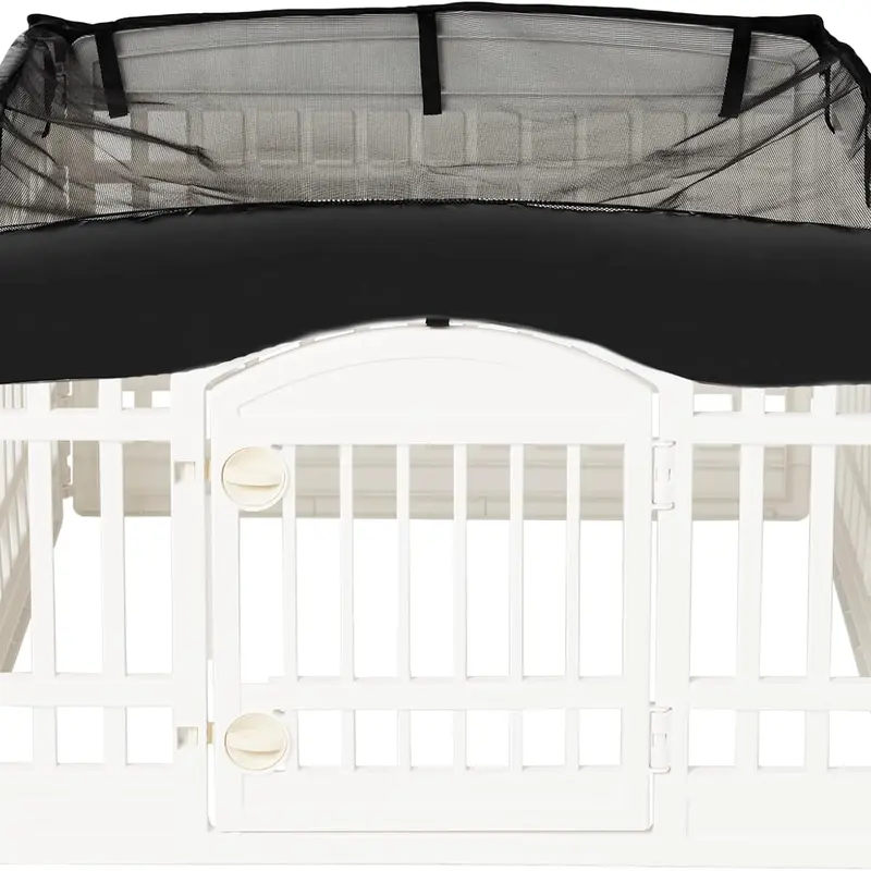 Playpen Mesh Top Cover for 36" Inch Pet Playpen with 4 Panels, Crate Cover Pet Tent Puppy Play Pen Cover, Ideal for Indoor/Outdoor Use. Note: Playpen Not Included (Pure Black)