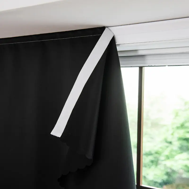 100% Blackout Curtain, Self-Adhesive, No Drilling Required, Easy Install, Sunlight Blocking Heat Insulation Privacy Protection, Modern Interior, Blackout Window Cover, Blackout Bedroom Curtains
