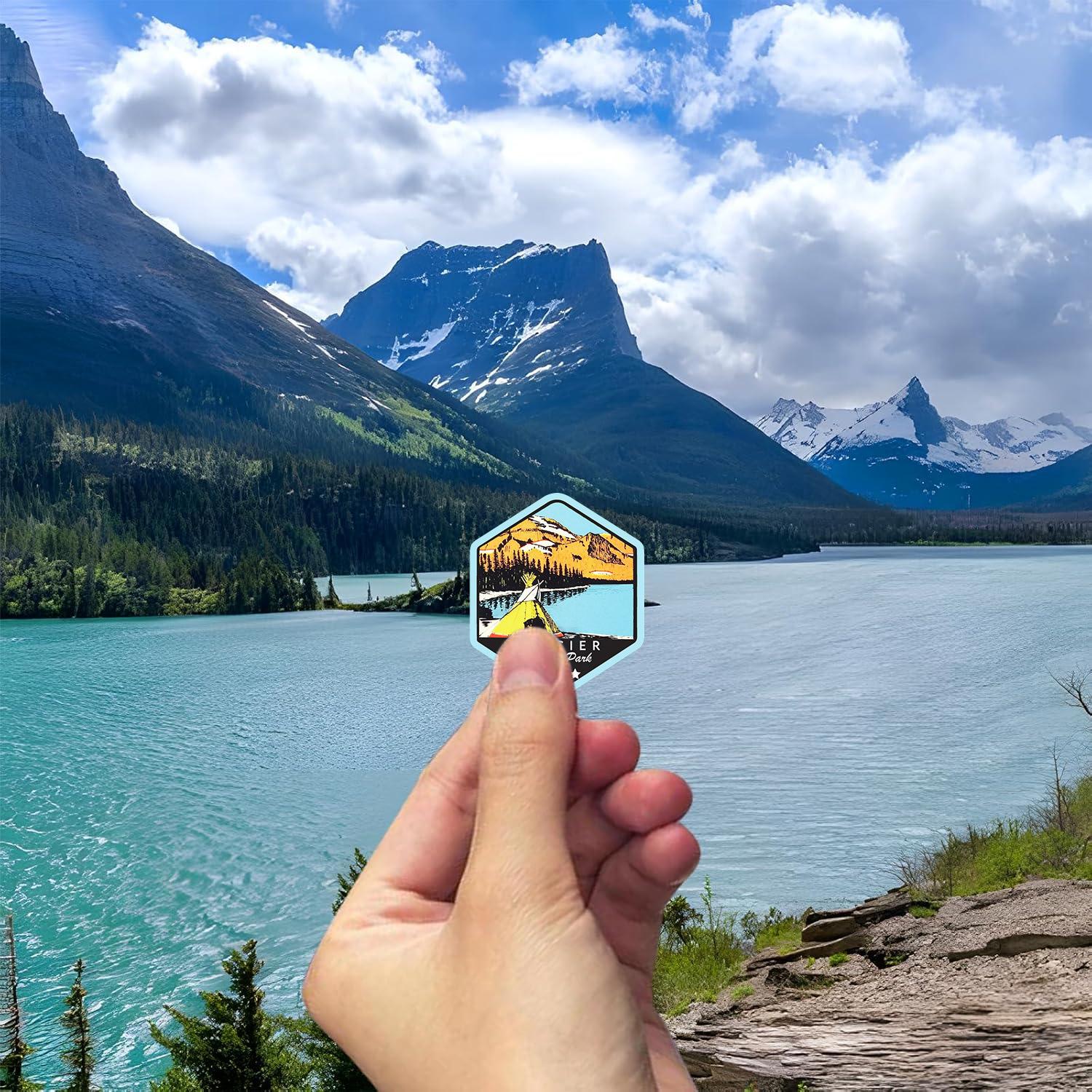 63Pcs National Park Stickers,Outdoor Nature Camping Hiking Inspired Waterproof Vinyl Decals for Water Bottles Laptop Car,Travel Adventure Parks Stickers