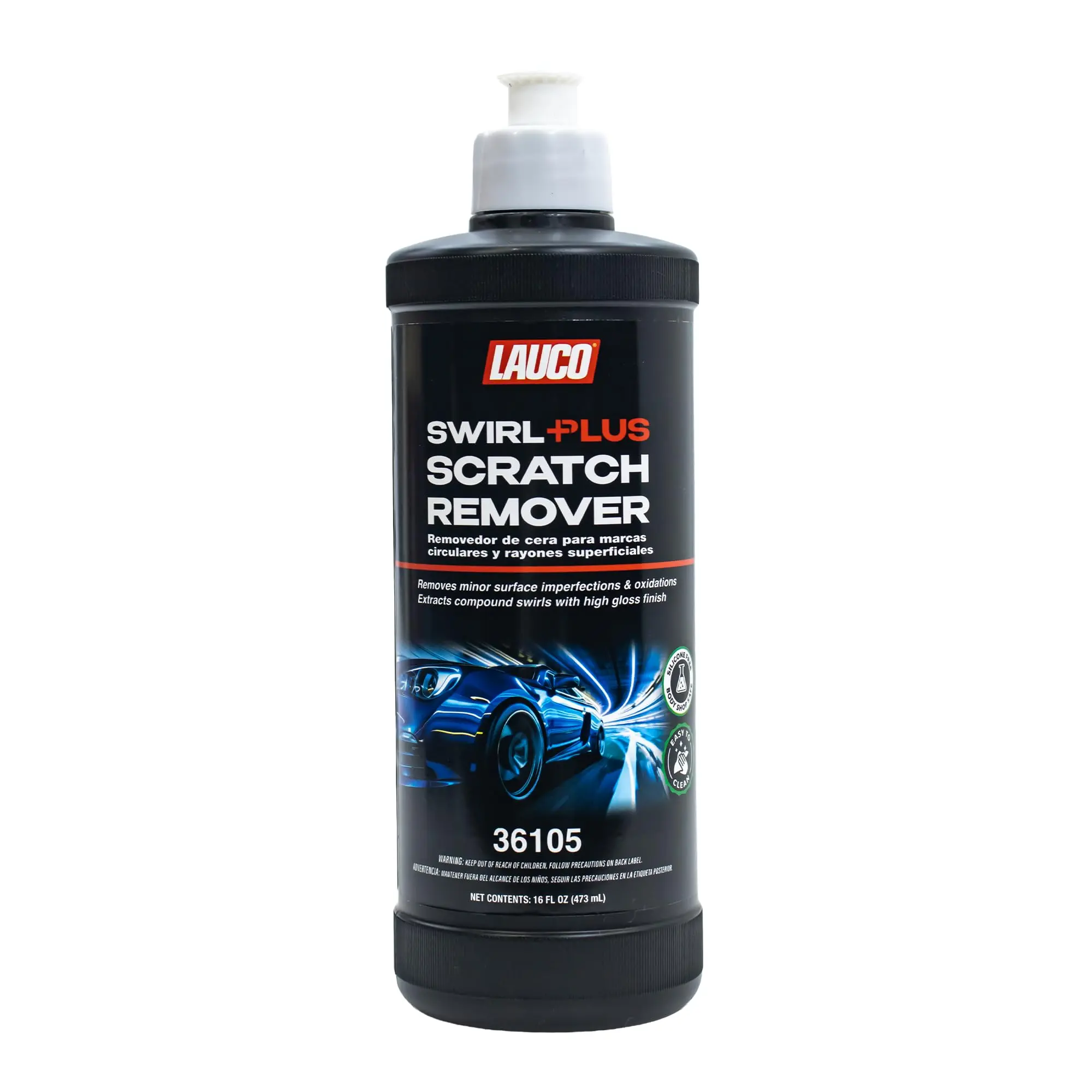 LAUCO Swirl+Plus Scratch Remover – 8oz, Polish Compound, Professional Silicone-Free Finishing Polish for Removing Fine Scratches, Swirls & Oxidation, Clear Coat Safe, High-Gloss Mirror Finish