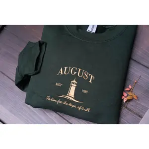 Taylor Embroidered Crewneck Sweatshirt, August Embroidered Sweatshirt,live for the hope of it all
