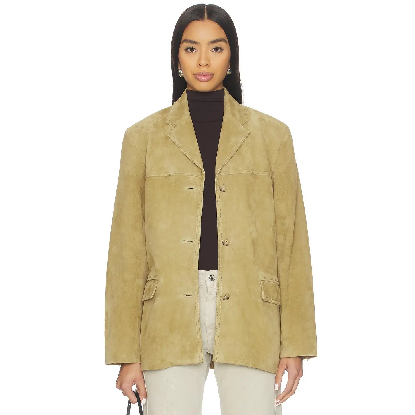 EAVES Aroa Suede Blazer Jacket in Palm EAVES Aroa Suede Blazer Jacket in Palm