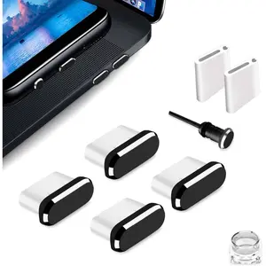 4 Pack USB C Dust Cover Plugs Type C  Port Cap Black, Compatible with  16 15 Pro Max Plus  S25 S24 S23 S22 Ultra Anti Lost USB C Phone Charm Dirt Protector,