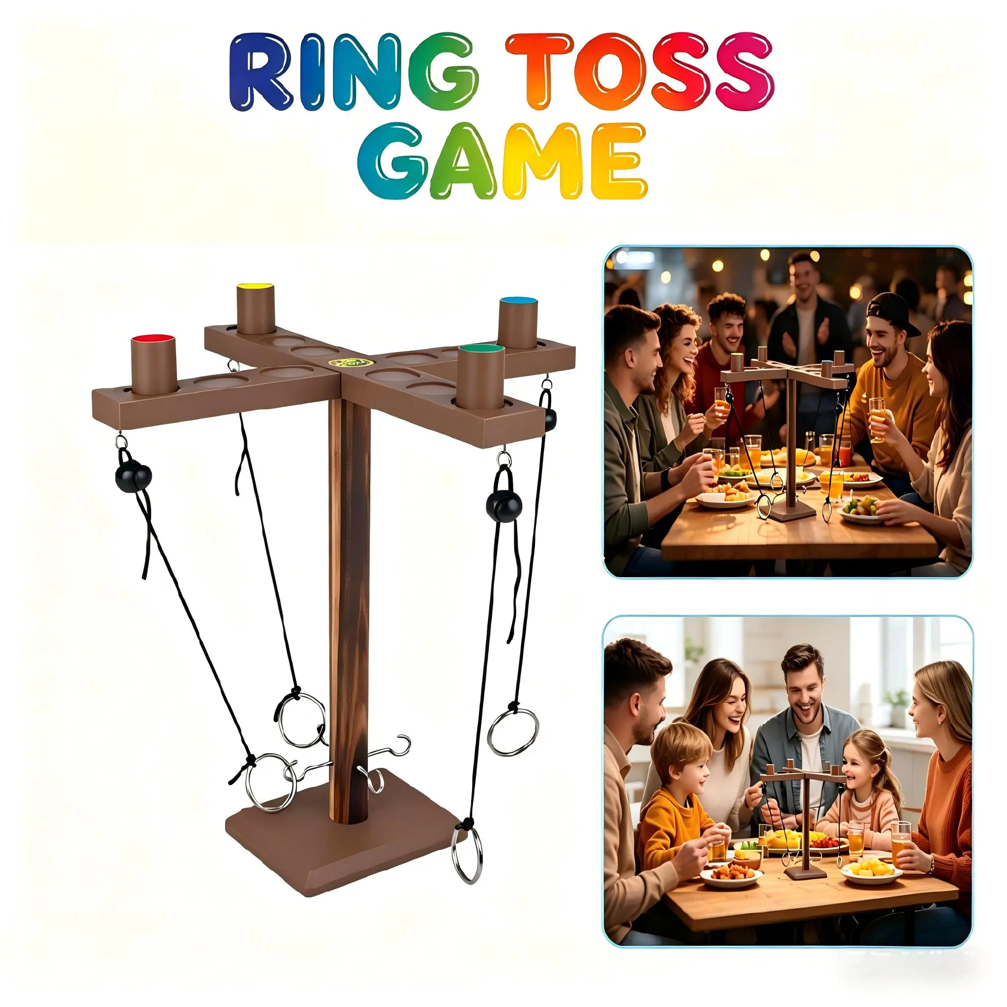 Ring Toss Games for All Ages, Fun Hook and Ring Game, Outdoor Indoor Party Game, Board Games for Family, Bar, Party, Game Nights handmade wooden