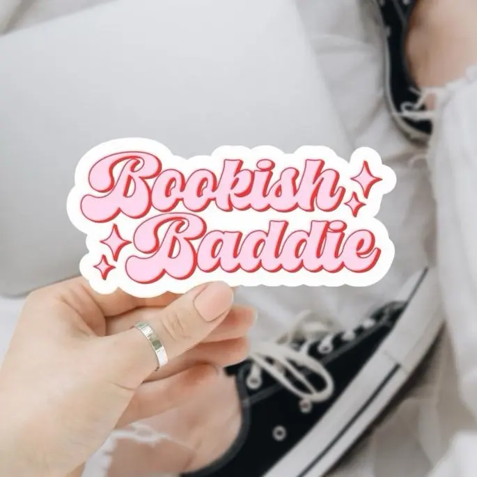 Pink Bookish Baddie Sticker - Glossy or Glitter Finish, Waterproof