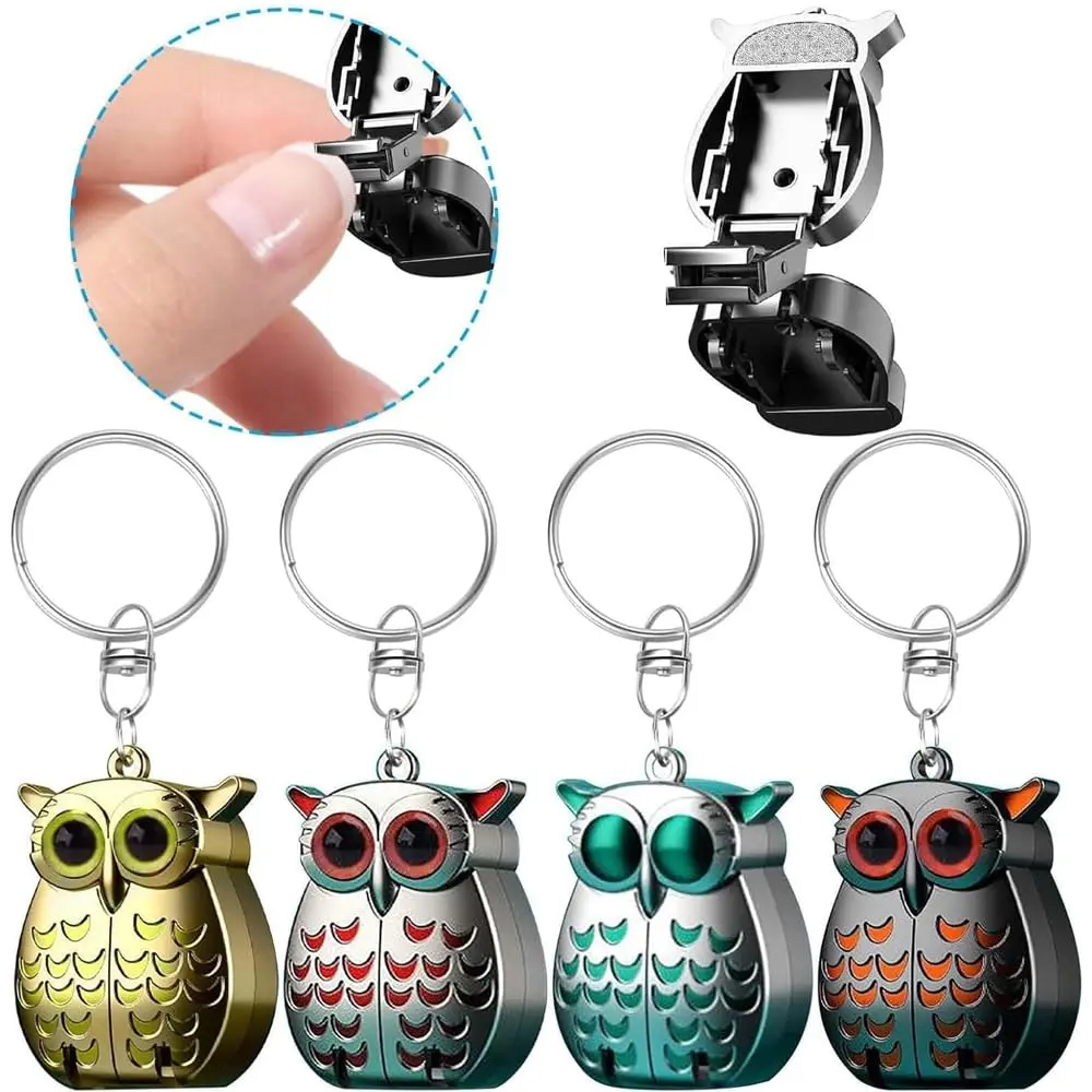 Owl Keychain Nail Clipper,German Professional Stainless Steel Foldable Mini Nail Clippers, 2-in-1 Foldable Owl Nail Clippers with Nail File, Manicure and Pedicure Tools, Owl Keychain Gifts