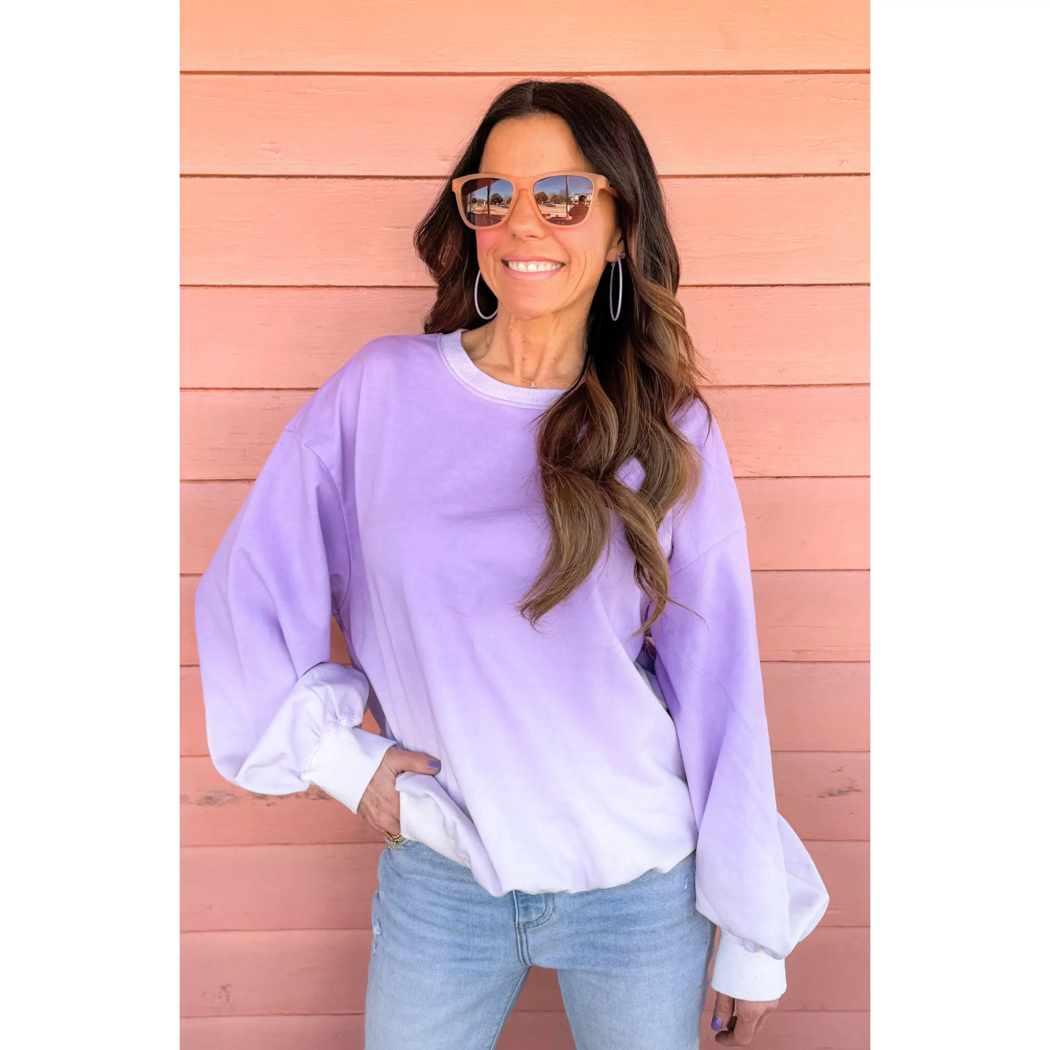 Orchid Mist Ombre Dip Dye Sweatshirt