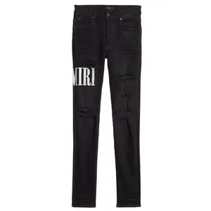 Amiri Embroidered Side Logo Jeans Aged Black