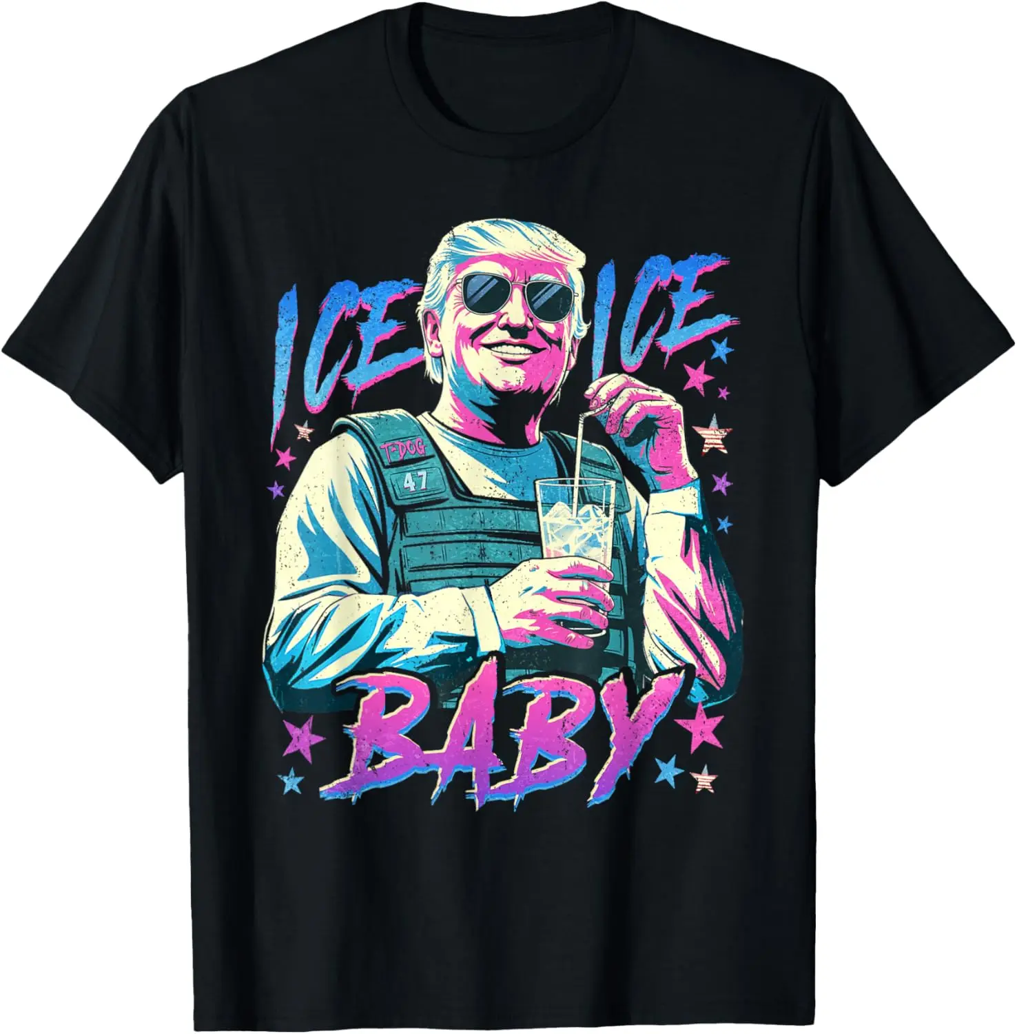 100% Cotton Fashion Garment Ice Ice Baby ICE Enjoy An Ice Cold Glass Of Deportation T-Shirt, Fabric, Outdoor, Casual, Tropical