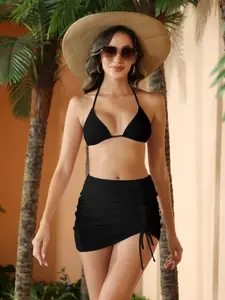 Women's Ruched Mesh High Waisted Bikini Bottom Tummy Control Sheer Swimsuit Bathing Suit Bottom with