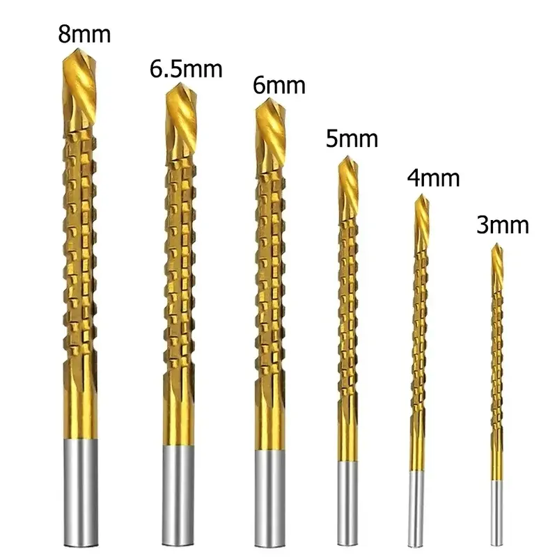 Titanium Coated Drill Bit Set 3/4/5/6/6.5/8mm Spiral Screw Metric Composite Tap Drill Bit Twist Drill Bits For Cutting Drilling Core Drill Bits Drill Bits Sets