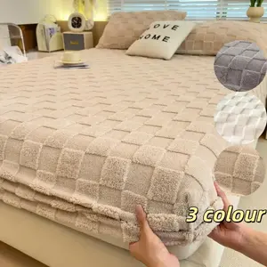 Floral Plaid Fleece Bedding Set, Includes One Fitted Sheet and Two Pillowcases, Warm Bedding for Comfortable Sleep Nights, Bedsheet Sets