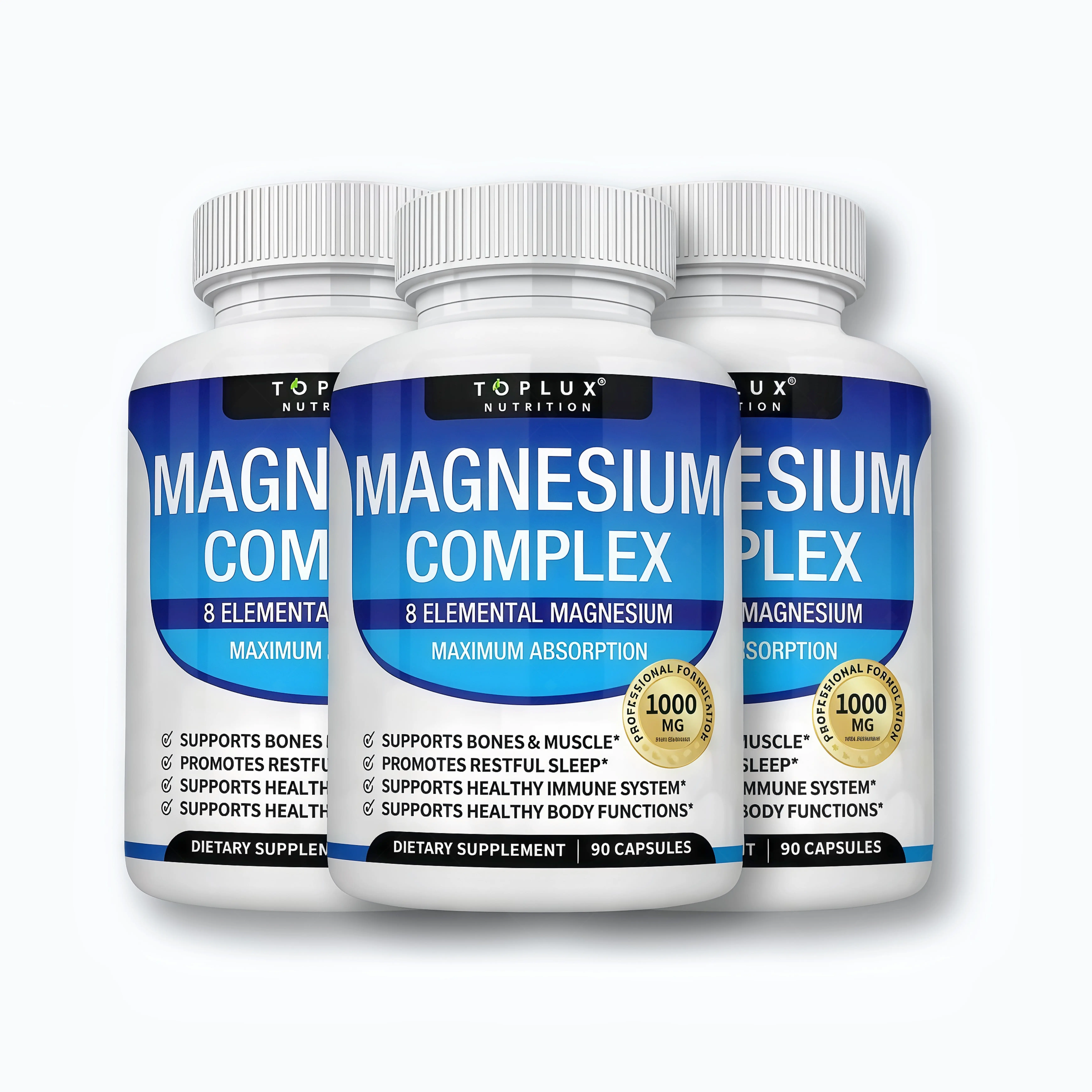 3 Pack Toplux Magnesium Complex MC 8 Essential Magnesium Supplement 1000mg Fitness Edible