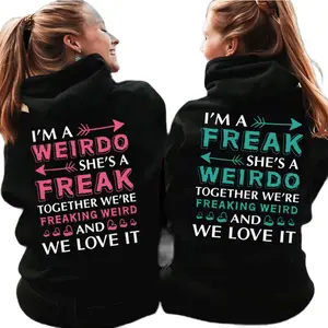 Made in USA,(Sold Individually) Matching Best Friend Hoodie, I’m A Weirdo She’s A Freak Together We’re Freaking Weird Funny Best Friend Hooded Sweatshirt, Graphic Besties BFF Duo Outfit,  Gift for Best Friends