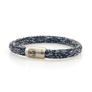 Rope Bracelet NEPTN - BOATSWAIN Anchor STEEL 8 R - Made of Dutch sailing rope with magnetic closure and anchor engraving