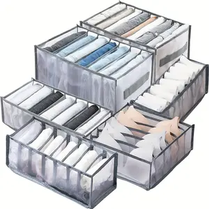Jeans Storage Organizer, Categorized Sorting Box for Socks and Underwear, Wardrobe and Closet Divider, Mesh Drawer Storage Solution