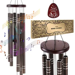 VEVOR Wind Chimes for Outside, Summervibes, 1067 mm, Deep Tone Wind Chimes with 6 Tubes, Unique Large Memorial Wind Chimes for Anniversary, Grace Outdoor Decor for Your Patio, Porch, Garden & Backyard, Dark Brown