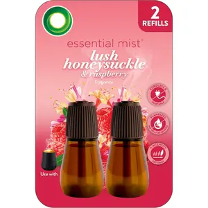 Essential Mist Refill, 2 ct, Lush Honeysuckle & Raspberry, Essential Oils Diffuser,  Freshener