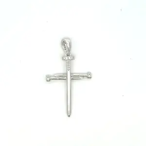 POPULAR 925 STERLING SILVER VVS1 MOISANITE TRIPLE NAIL CROSS PENDANT - 925 STERLING SILVER