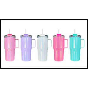 20oz with Handle - Shimmer Holographic Sublimation Tumblers & Straw