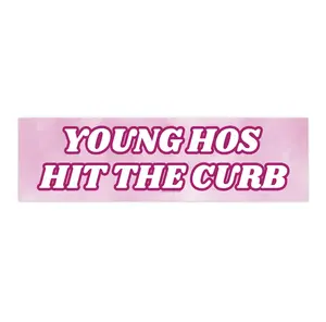 Young Hos Hit The Curb | Bumper Sticker AND Magnet | Funny Meme Sticker | 8.7'' X 2.7'' | Waterproof Premium Quality